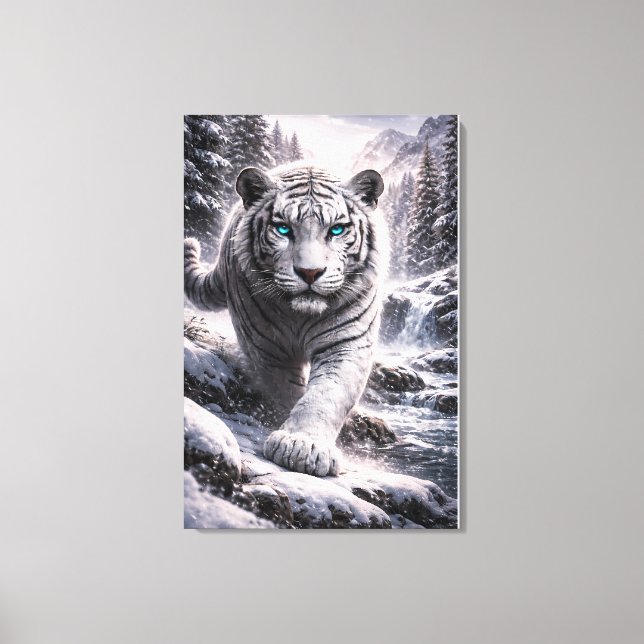 White Tiger in Motion – ManJiangHong Art Series Canvastryck (Framsida)