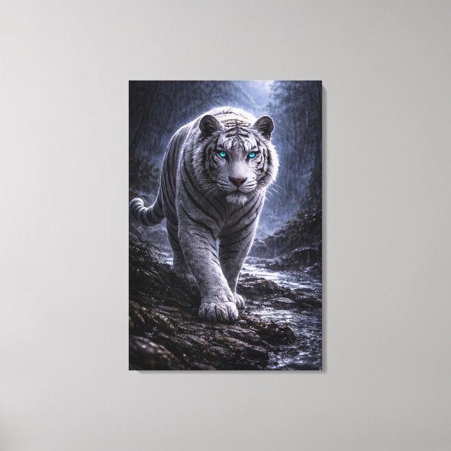 White Tiger in Motion – ManJiangHong Art Series Canvastryck (Framsida)