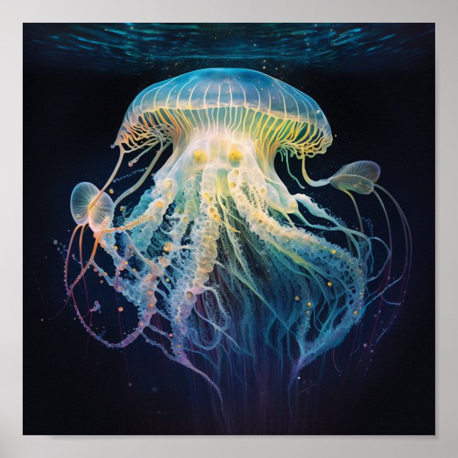 White Tiger Jellyfish Poster (Framsidan)