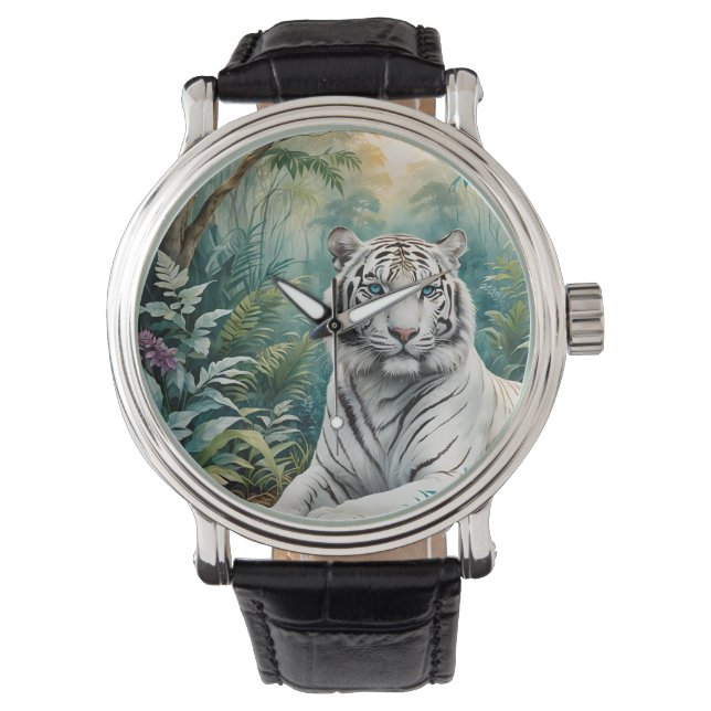 White Tiger Jungle Flora Armbandsur (Framsida)