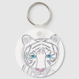 White Tiger Keychain by KellyMDesign Nyckelring