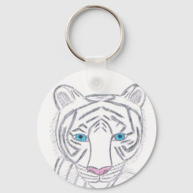 White Tiger Keychain by KellyMDesign Nyckelring (Framsida)