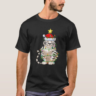 White Tiger Lighting Julafton Träd Santa White Tig T Shirt