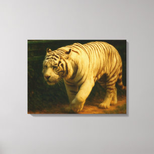 White Tiger Majesty - Stylized Wildlife Art Print Canvastryck