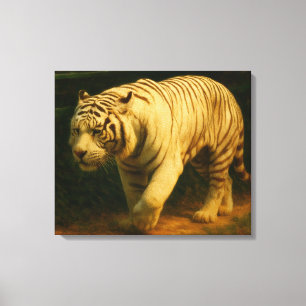 White Tiger Majesty - Stylized Wildlife Art Print Canvastryck