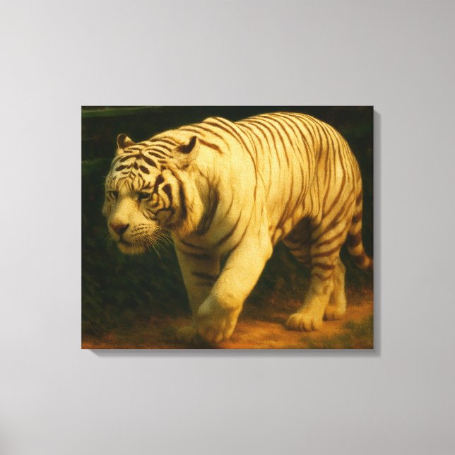 White Tiger Majesty - Stylized Wildlife Art Print Canvastryck (Framsida)