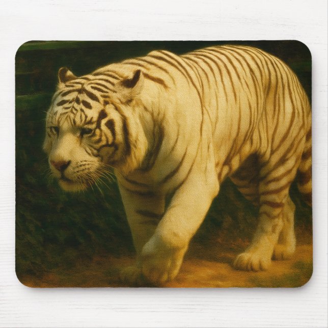 White Tiger Majesty - Stylized Wildlife Art Print Musmatta (Framsidan)