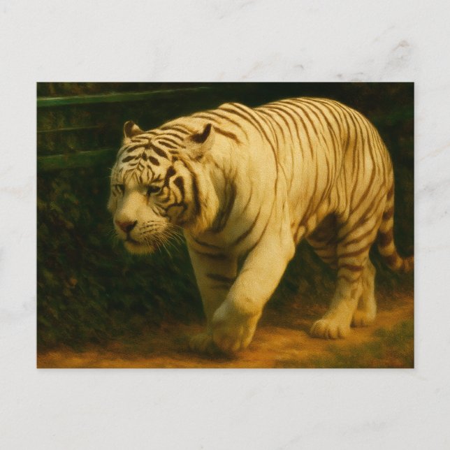White Tiger Majesty - Stylized Wildlife Art Print Vykort (Framsida)
