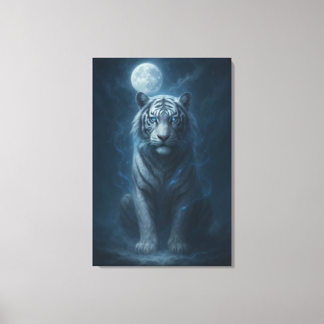 White Tiger – Moonlit Mystical Scene | ManJiangHon Canvastryck (Framsida)