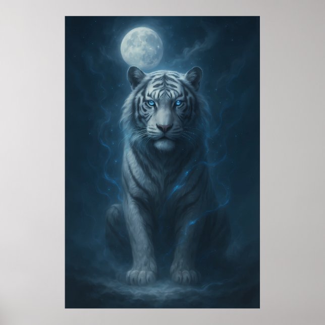 White Tiger – Moonlit Mystical Scene | ManJiangHon Poster (Framsidan)