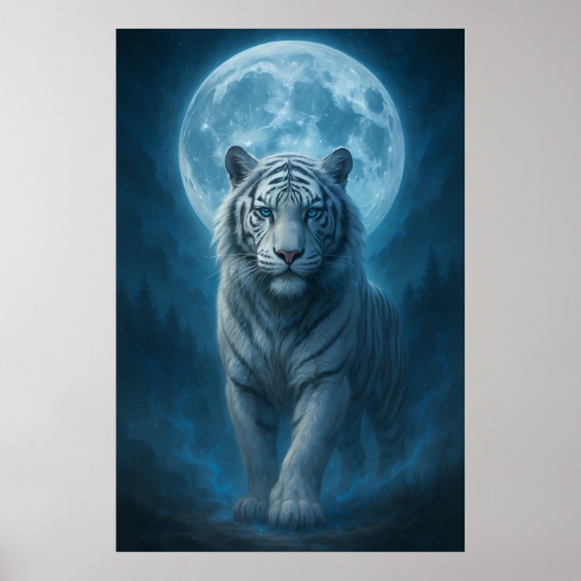 White Tiger – Moonlit Mystical Scene | ManJiangHon Poster (Framsidan)