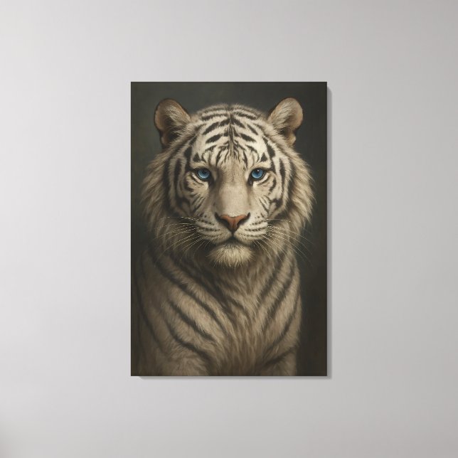 White Tiger – Mystical Fantasy Portrait – ManJiang Canvastryck (Framsida)