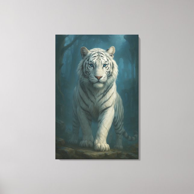White Tiger – Mystical Fantasy Portrait – ManJiang Canvastryck (Framsida)