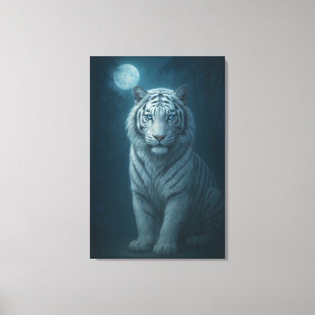 White Tiger – Mystical Fantasy Portrait – ManJiang Canvastryck (Framsida)
