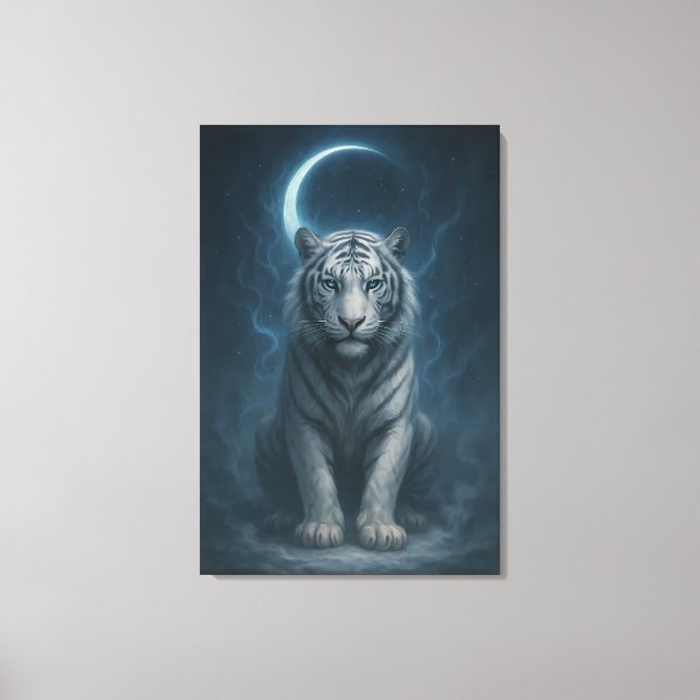 White Tiger – Mystical Fantasy Portrait – ManJiang Canvastryck (Framsida)
