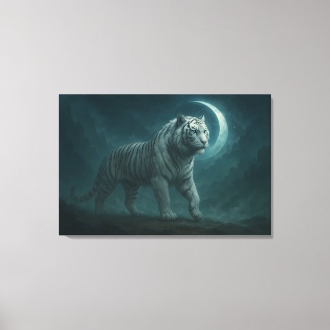 White Tiger – Mystical Fantasy Portrait – ManJiang Canvastryck (Framsida)