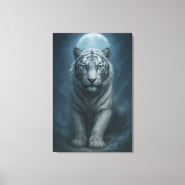 White Tiger – Mystical Fantasy Portrait – ManJiang Canvastryck (Framsida)
