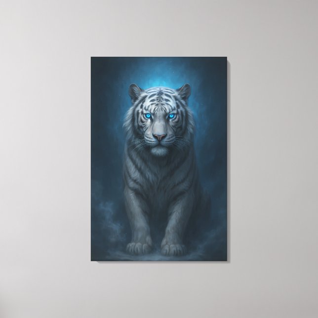 White Tiger – Mystical Fantasy Portrait – ManJiang Canvastryck (Framsida)