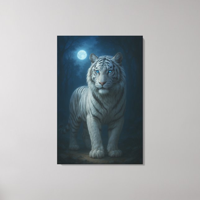 White Tiger – Mystical Fantasy Portrait – ManJiang Canvastryck (Framsida)