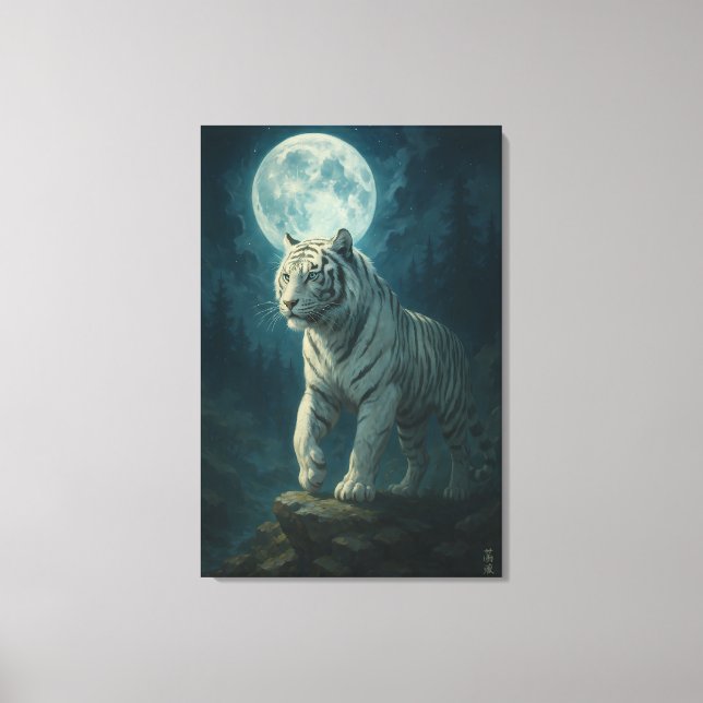 White Tiger – Mystical Fantasy Portrait – ManJiang Canvastryck (Framsida)