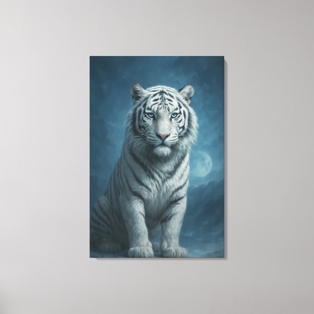 White Tiger – Mystical Fantasy Portrait – ManJiang Canvastryck (Framsida)