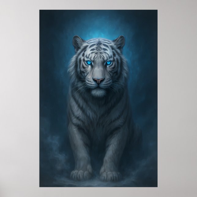 White Tiger – Mystical Fantasy Portrait – ManJiang Poster (Framsidan)