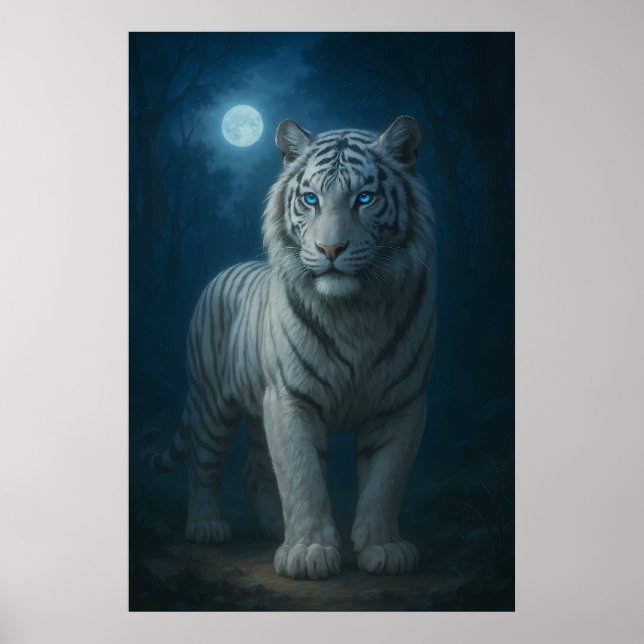 White Tiger – Mystical Fantasy Portrait – ManJiang Poster (Framsidan)