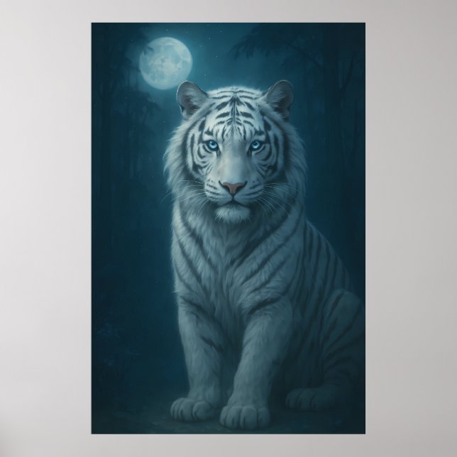 White Tiger – Mystical Fantasy Portrait – ManJiang Poster (Framsidan)