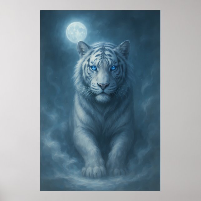 White Tiger – Mystical Fantasy Portrait – ManJiang Poster (Framsidan)