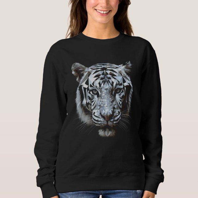 White tiger polygon  animal motif tiger t shirt (Framsida)