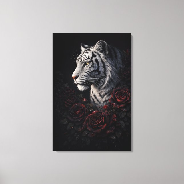White Tiger Portrait – Calm Power and Silent Gaze Canvastryck (Framsida)