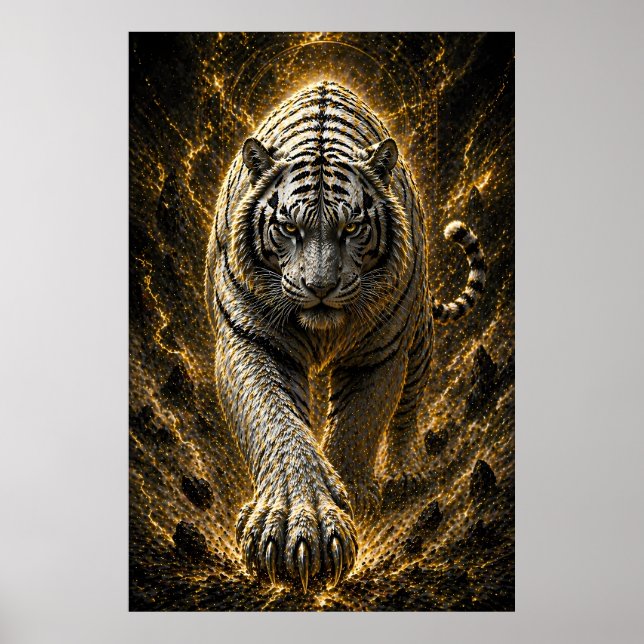 White Tiger Power Explosion - Black Gold Spirit Gu Poster (Framsidan)