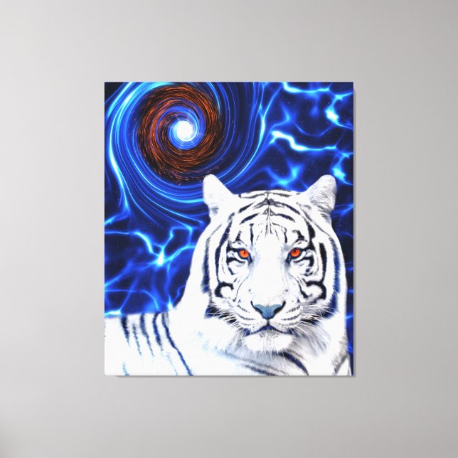 White Tiger Spirit Animal Vortex Stretched Canvas (Framsida)