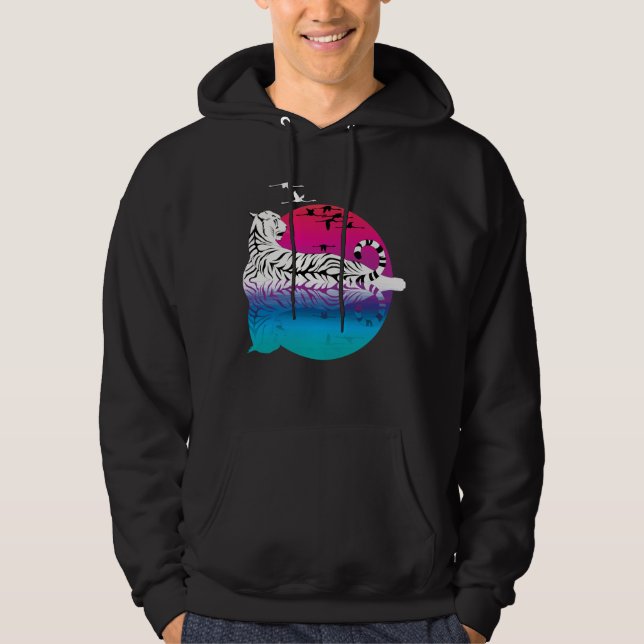 White Tiger Sunset Hoodie (Framsida)