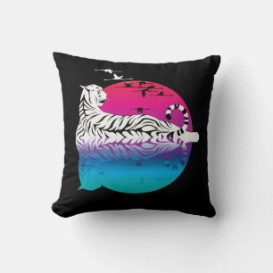 White Tiger Sunset Kudde