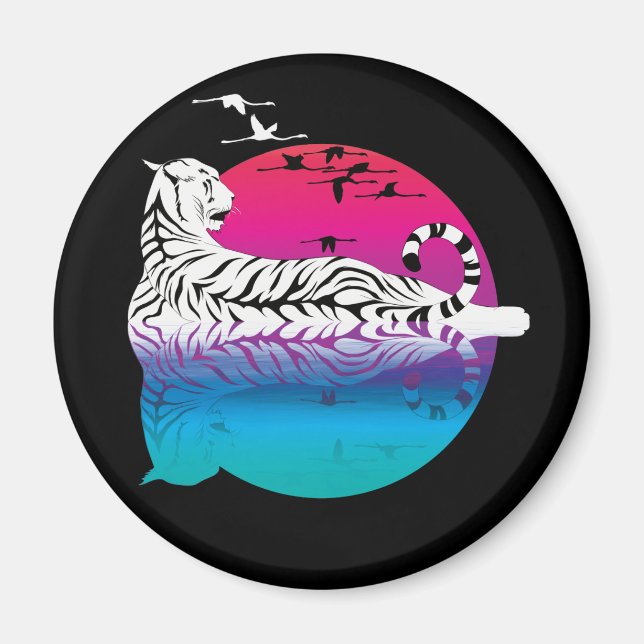 White Tiger Sunset Magnet (Framsidan)