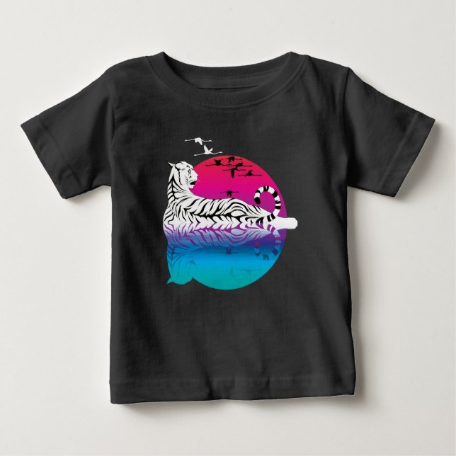 White Tiger Sunset T Shirt (Framsida)