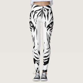 White Tiger Tecknad Leggings