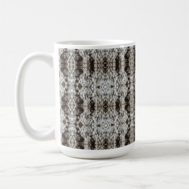 White Tiger Tree Bark Patterned Kaffemugg (Vänster)
