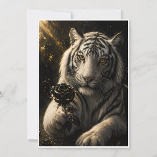 White Tiger With Black Rose Under Moonlight – Roma Kort