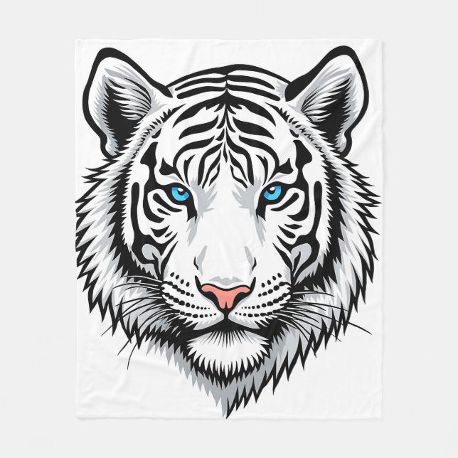 White tiger with blue eyes fleecefilt (Framsidan)