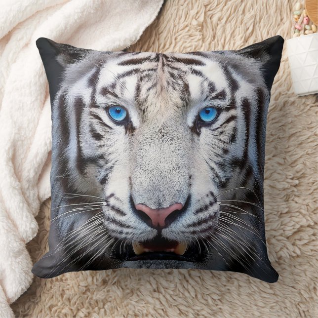 White Tiger with Blue Eyes Kudde (Filt)