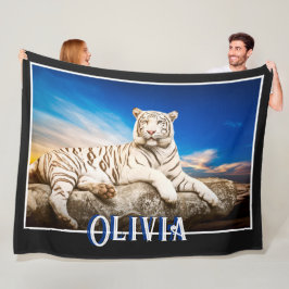 White Tigers Fleece Blanket