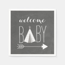 White Tipi Baby Shower Pappersservett