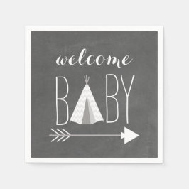 White Tipi Baby Shower Pappersservett