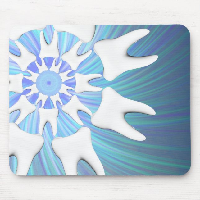 White Tooth Mandala Design Dentist Mousepad Musmatta (Framsidan)