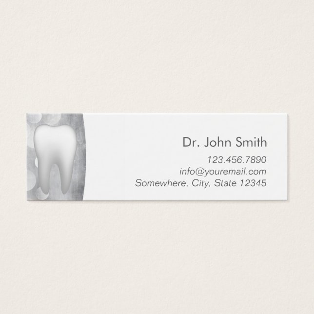 White Toth Silver Mini Dental Möte Litet Visitkort (Framsidan)