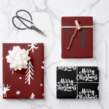 White Träd Illustrations Red jul Mönster