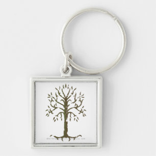 White Träd of Gondor Fyrkantig Silverfärgad Nyckelring