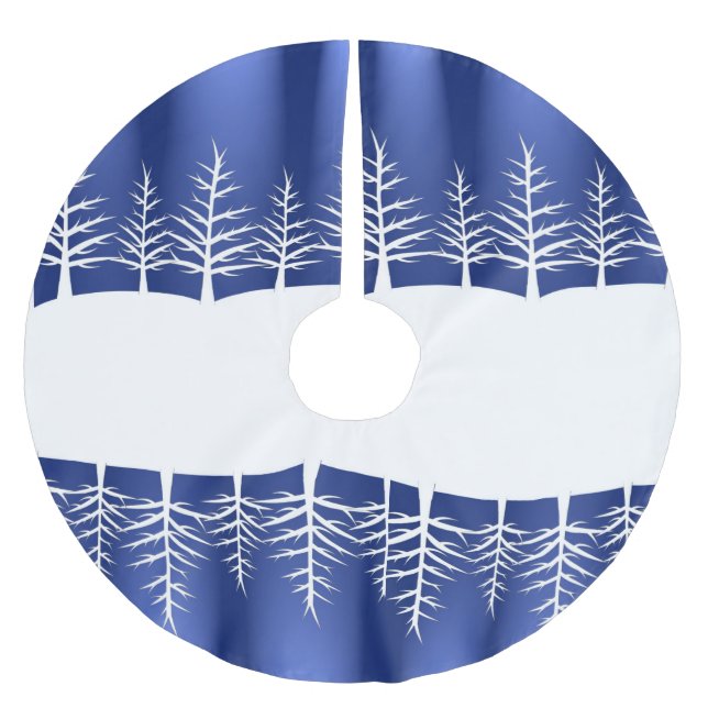 White Träd Silhouettes Elegant jul Julgransmatta Borstad Polyester (Framsidan)